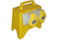 Electro-wind 2W32AJBC: 110V portable IP44 junction box with two 32A outlets and handle.