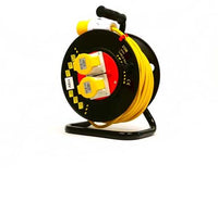 Electro-wind CRP25110 10V 25m extension reel, twin sockets, heavy duty site cable dispenser.