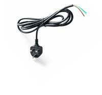 Electro-wind HO7RNF 2m black mains lead, UK plug with 13A fuse to bare ends, 3C 1.5mm.
