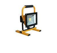 Electro-wind HLRLED20 20w Rechargeable LED Work Light with handle and stand, isolated on white.