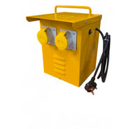 Electro-wind M30TCV216 3kVA 230V/110V transformer with 2x16A sockets and black power cord.
