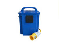 Electro-wind P24030/13 3kVA portable 110V-230V step-up transformer with yellow plug and handle.