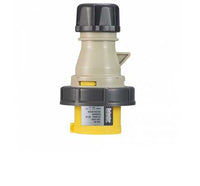 Electro-wind PL16110IP67 16A 110V IP67 3 pin plug connector on plain white background.