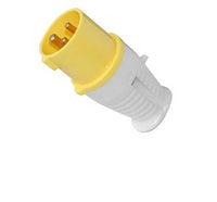 Electro-wind PL16110 16A 110V IP44 3-pin yellow plug, shown isolated on a white background.
