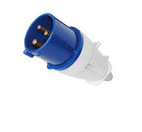 Electro-wind PL32240 32A 240V IP44 3 pin male power plug adapter, blue/white, isolated on white.