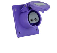 Electro-wind PM16242 16A 24V IP44 panel socket, 2 pin, shown open with flip cover.