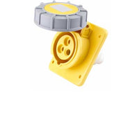 Electro-wind PM32110IP67 32A 110V 3 pin panel socket, IP67, grey flip cover, square base.