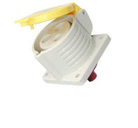 Electro-wind PM32110 32A 110V IP44 panel mount socket, 3 pin, yellow cover shown open.