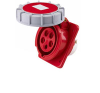 Electro-wind PM32415IP67 32A 415V Panel Socket, 5 Pin, IP67 rated, red/gray with open cover.