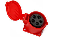 Electro-wind PM32415 32A 415V Panel Mount Socket IP44 5Pin, hinged lid, red.