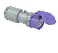 Electro-wind TS16242 16A 24V gray/purple trailing socket, IP44 2 pin, flip-top cover.