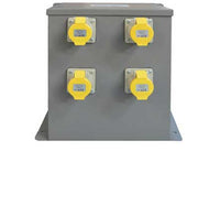 Electro-wind WM50004TR 5kVA wall/floor transformer with 4x16A 110V IP44 yellow sockets.