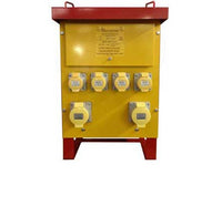 Electro-wind M100C 10kVA portable site transformer, 4x16A & 2x32A sockets, metal case.