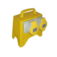 Electro-wind 2W32AJBC 110V portable 2-way 32A junction box with handle and covered sockets.