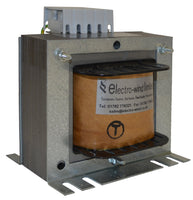 Electro-wind 250VA panel transformer, 400V/230V 1ph, 50/60Hz, metal case, labeled coil.