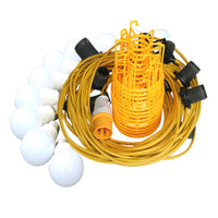 Electro-wind SITEKITLED 22m 110v Festoon Kit, 10W LEDs, yellow cable, orange bulb guards.