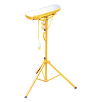 TRIFL2/SKTLED 110V 2ft LED Contractors Tripod Light on coated steel tripod with outlets.