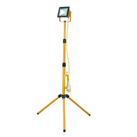 Electro-wind TRIS20LED 110V 20W LED folding tripod work light with attached power cord.