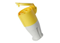 Electro-wind TS16110 16A 110V 3 pin socket IP44 with hinged cover, yellow/white.