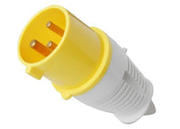 Electro-wind PL32110 32A 110V IP44 3 Pin plug, yellow/white, with two round prongs.